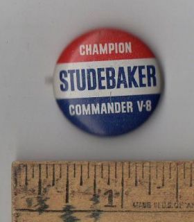 Original c1950s Champion Studebaker Commander V8 Pinback Button