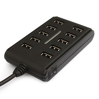 EUR € 10.66   10 port højtydende USB 2,0 hub (sort), Gratis Fragt