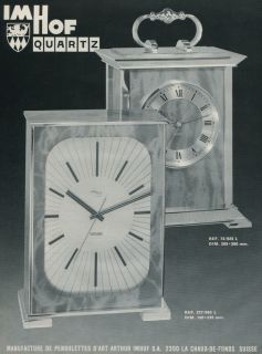 1973 Arthur Imhof S A Imhof Clock Company Vintage 1973 Swiss Ad Suisse