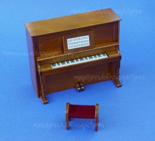 Miniature Dollhouse Piano with Stool New in Box