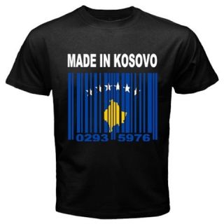 Made in Kosovo Albanian Kosovar Kosovan Country Flag Custom Black T