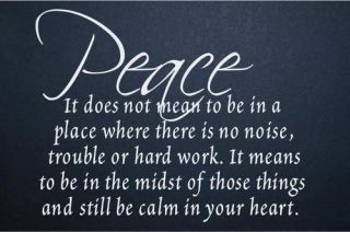 Peace in Your Heart Family Wall Quote Home Decor Decal