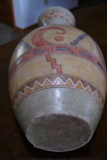 Vintage Ethnic Clay Pottery Folk Art Vase Ceramic Hand Made Painted