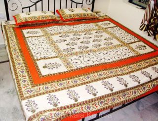 Indian Jaipuri Sanganeri Bedsheet Bedcover Bed Sheet Gift Home Decor