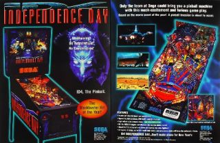 THIS LISTING IS FOR A SEGA INDEPENDENCE DAY PINBALL MACHINE. IT IS