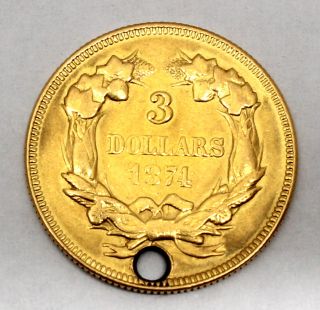 1874 Indian Three Dollar $3 Gold Coin RARE Coin