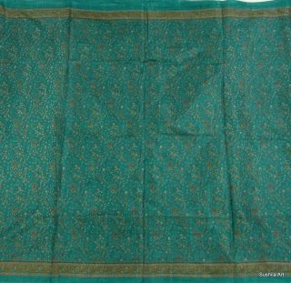 Vintage Sari Indian Art Silk Floral Print 5 Yard Fabric Curtain Panel