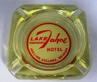 Vintage Lake Tahoe Hotel Incline Village Nevada Yellow Glass Ashtray