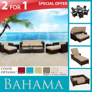 Sofa Patio Dining Furniture Set Outdoor Sunbed Wicker Chaise Lounge LG