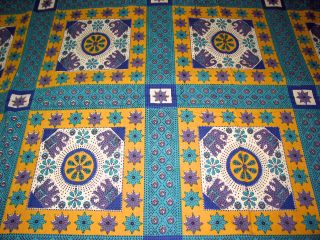 Teal Blue Cotton Bedspread Block Printed Indian Bedding 3pc Set Bed