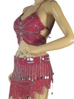Gorgeous Hand Crafted beaded 2 PC set of Belly dance Top (Choli or Bra