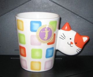 New Indra Thailand Orange Cat Kitty Coffee Tea Cup Mug