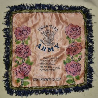 Army Indiantown Gap Pennsylvania Original 1940s WW2 Vintage Pillow