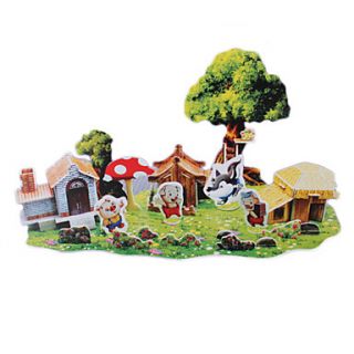 DIY Paper Fairy Tale Puzzle 3D Os Três Porquinhos (45pcs, dificuldade