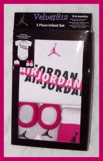 Awesome Nike Air Jordan Baby Girl 3pc White Infant Gift Set Sz 0 6 Mos