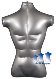 Inflatable Mannequin Male Torso Standard Size Silver