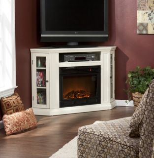 White Electric Infrared Fireplace Heater Media Entertainment Corner
