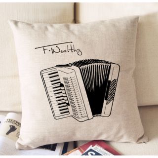 Piano Accordion Musical instrument Pillow Case Decor Cushion Cover 17