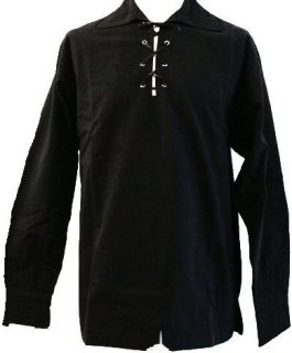 Innes Cromb Scottish Jacobite Jacobean Ghillie Kilt Shirt in Black
