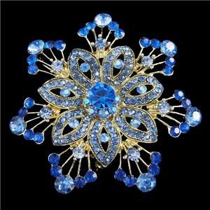  Style Floral Flower Brooch Pin Pendant Swarovski Crystal Blue