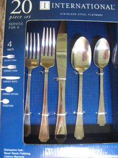 INTERNATIONAL FLATWARE STAINLESS STEEL Service for 8 * BAYSIDE Pattern