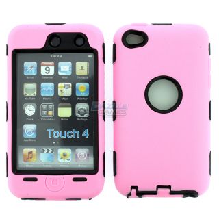  PINK 3PIECE HARD CASE COVER SKIN FOR IPOD TOUCH 4 4G 4TH GEN+PROTECTOR