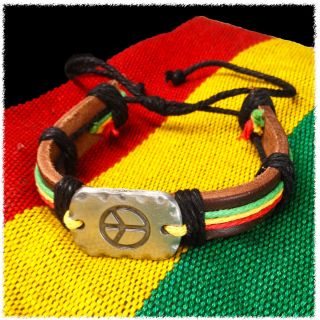   Wrist Cuff Peace Sign Emblem Wrist Bracelet Hippie Bob Reggae IRIE