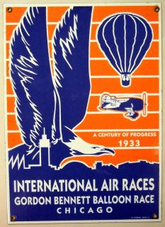 International Air Races 1933 Worlds Fair Porcelain Sign