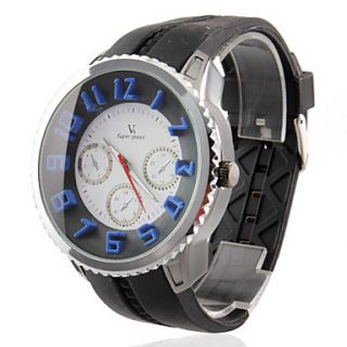 EUR € 8.64   Mannen Silicone Analoog Quartz Wrist Watch (Zwart