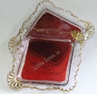 This 2 Antique Souvenir Cranberry Ruby Flash SIOUX FALLS IOWA Ia