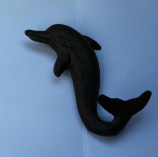 Dolphin Wall Hook Hanger Cast Iron Nautical Decor