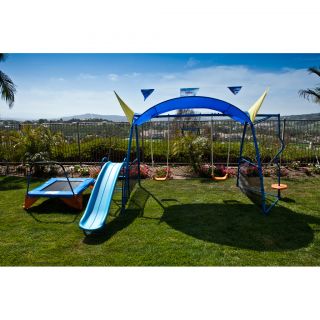 Ironkids Premier 300 Metal Swing Set with Trampoline, Spinner and