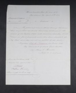 Civil War Discharge Letter 2nd Mass Artill Ira Sampson