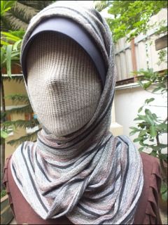 TU17 Underscarf Gray Tube Hijab Stretch with Sponge Headband Beautiful