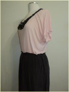 Isabel Lu Contrast Neck Pink Gray Dress Size L