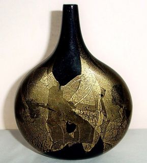 ISLE of WIGHT Real GOLD Leaf GORGEOUS Glass VASE w/ ORIGINAL Label
