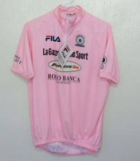 Giro DItalia Mecatone Uno Colnago Jersey by Fila L XL 5 Pink Pantani