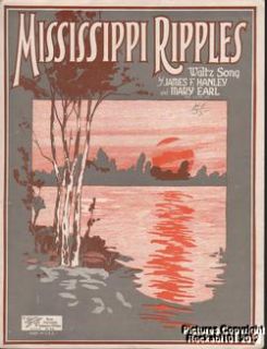 1922 Hanley Earl Sheet Music Mississippi Ripples