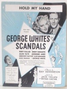1934 George Whites Scandals Sheet Alice Faye Hold My