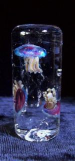 Contemporary Art Glass Jellyfish Aquarium Exhibit Paperweight by