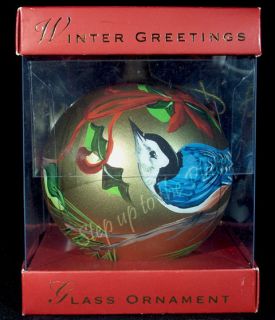  Greetings Nuthatch Christmas Tree Ornament Hand Painted Italy
