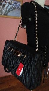 Ivanka Trump Alexandrite Black Quilted Handbag Tote Satchel Purse