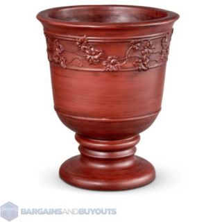 Outdoor Topiary Ivy Urn in Bordeaux Red with Pedestal Base 413778