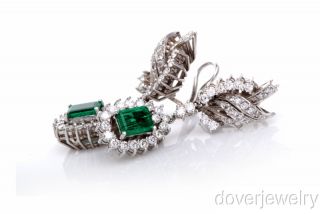 Antique 8 18 Carat Diamond Green Emerald 18K Gold Drop Earrings