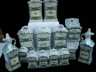 Luster Ware Canister Spice Set Germany