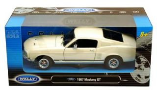 1967 Ford Mustang GT Hard Top 1 24 Scale Diecast Model Car Cream Welly