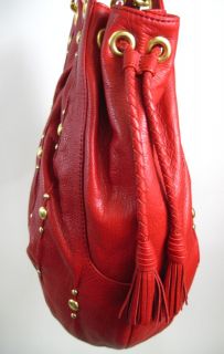 Isabella Fiore Red Hot Stud Shoulder Handbag $695