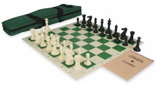 Executive Tournament Chess Set Kit Black Ivory Gree