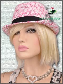 JJ613 Band Summer Mood Cute Ladies Straw Fedora Hat