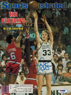 LARRY BIRD & JULIUS Dr. J ERVING Signed 4/28/1980 Sports Illustrated